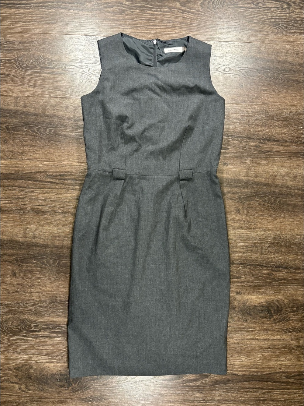 Calvin Klein Sleeveless Midi Sheath Dress in Charcoal Gray Size 10